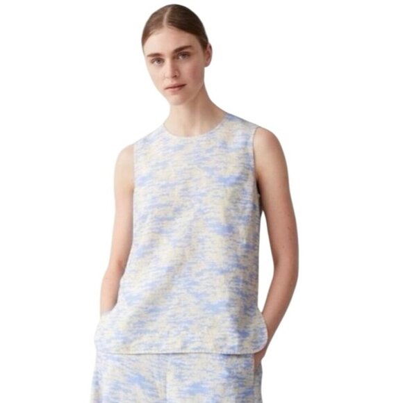 Cos Womens Sleeveless Blue & Yellow Patterned Top US 6 Round Neck shell - Picture 1 of 10